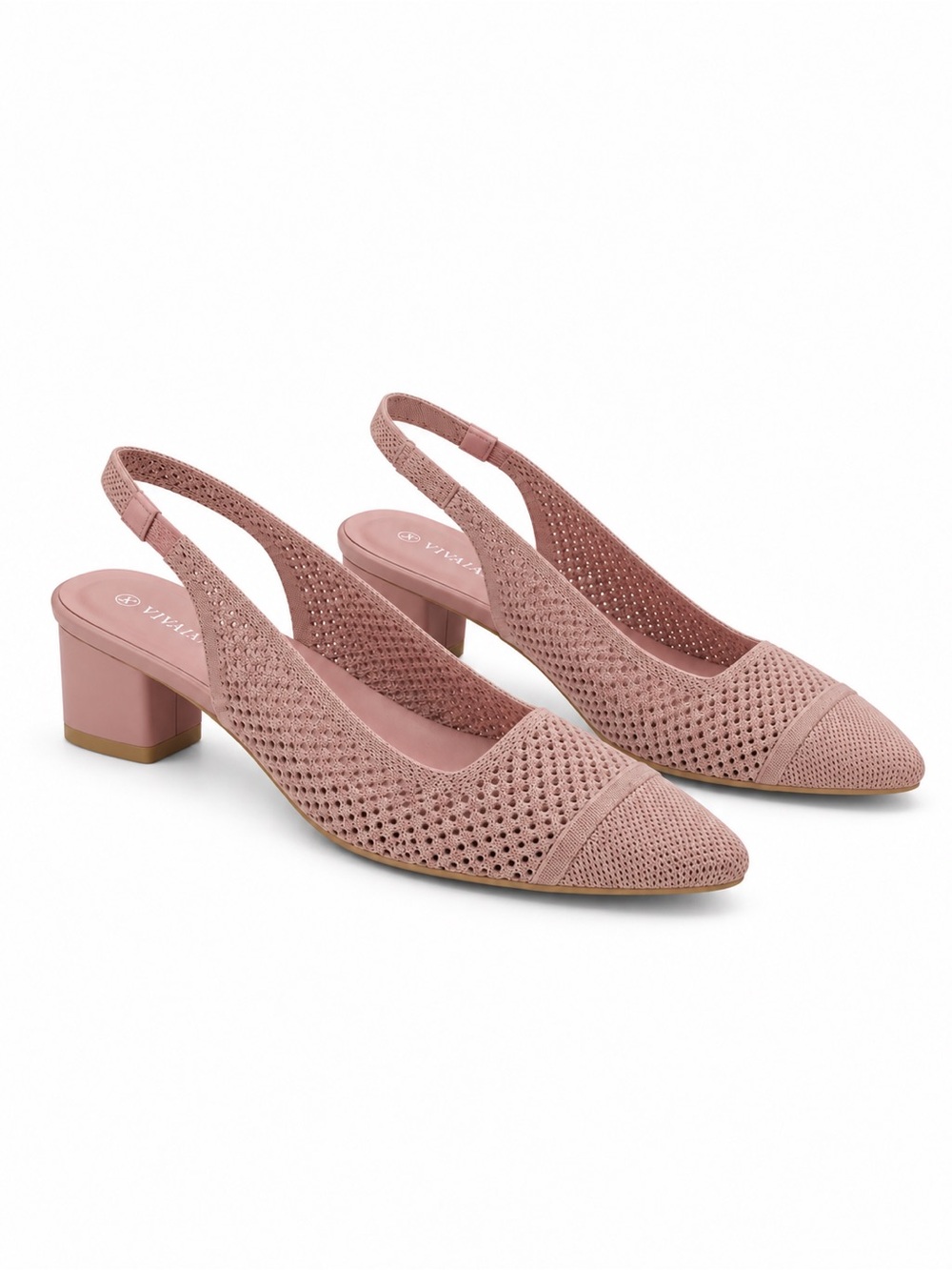 Vivaia Pointed Slingback Flats in Mauve Knit